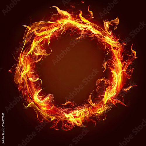 Ring of Fire on Black Background.
