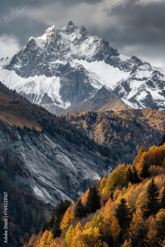 Winter - Autumn landscapes of alp mountains.