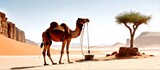 desert camel, A well in the desert, water problems, drought. Water shortages.