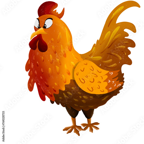 Rooster isolated on white illustration handrawing art photo