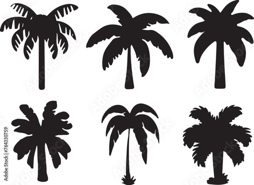 Palm Trees Silhouette Vector Set