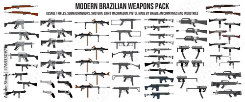 Modern Brazilian Weapons Vector Models Pack - Ai Illustrator