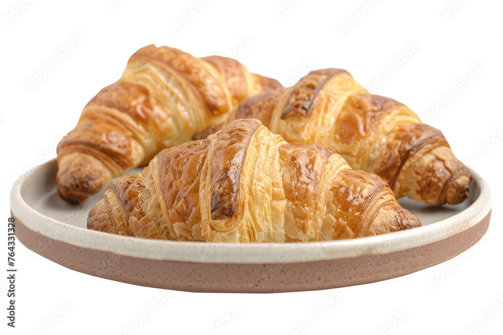 croissants on plate, png, cutout, template, isolated transparent background