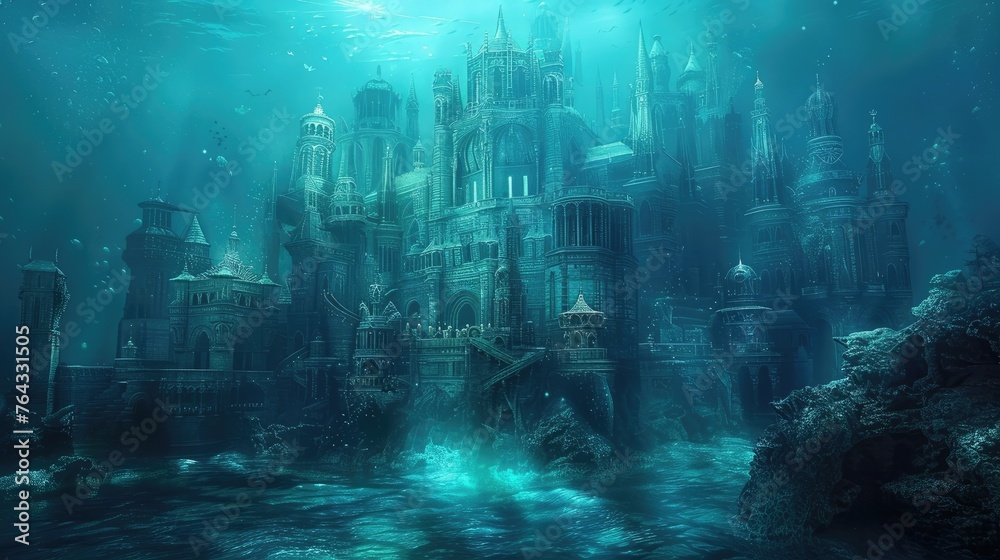 Sentient Ocean's Hidden Realm: Merfolk Crafting Enchanting Coral Cities