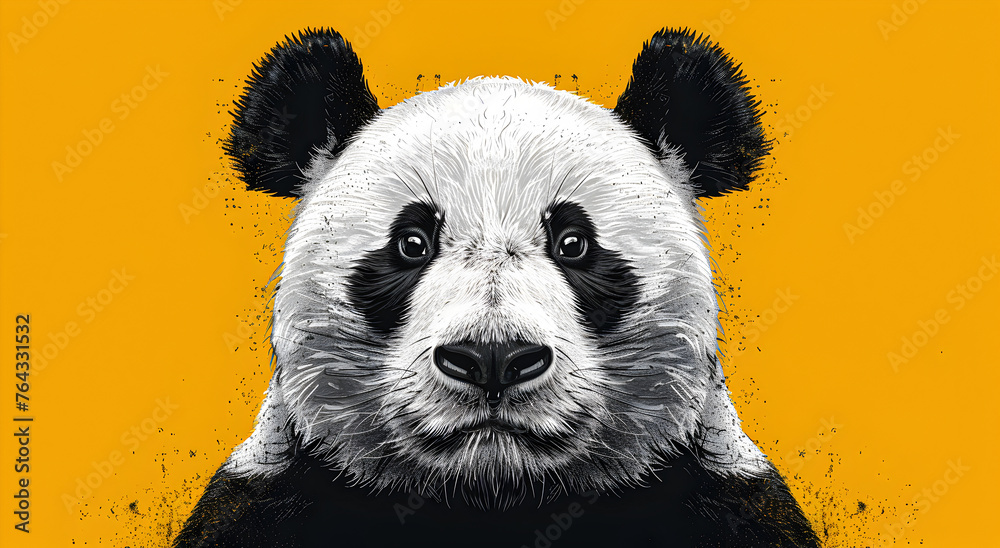 Panda Simple Color Bright minimal panda illustration in vector style. Simple colors and ...