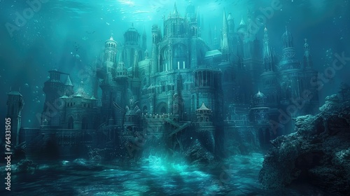 Sentient Ocean's Hidden Realm: Merfolk Crafting Enchanting Coral Cities