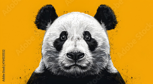 Bright minimal panda illustration in vector style. Simple colors and outlines. photo