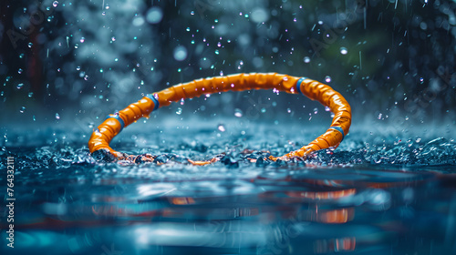 photo of a plastic hula-hoop that is in the water