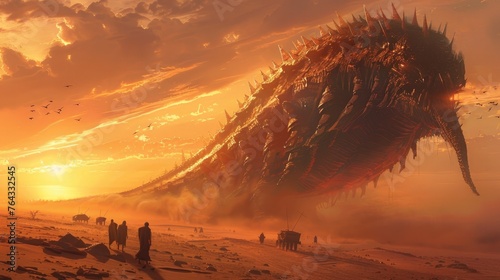 Nomads on Sandworms: Traveling Across Desert Sands Towards an Oasis Feast