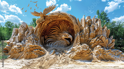 Sand sculpture in the park, Tangshan city, Hebei Province, China photo