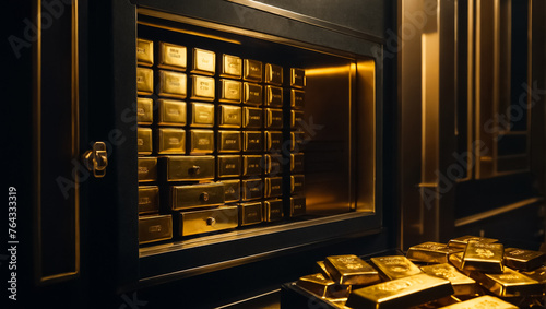 lot of gold bars in the vault precious
