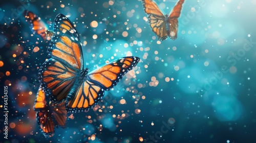 An innovative representation of digital business transformation, symbolized by the lifecycle evolution of a butterfly in a dynamic blue background, suggesting renewal and metamorphosis  © Orxan