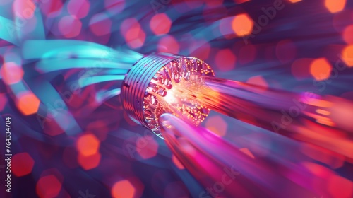 An optic fiber cable connects, symbolizing the establishment of a high-speed communication link 
