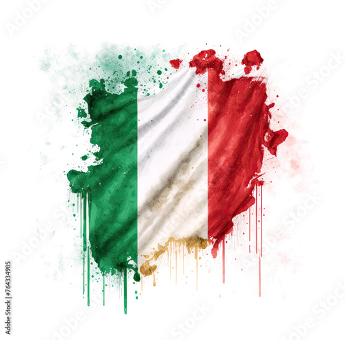 Flag Italy on white background.