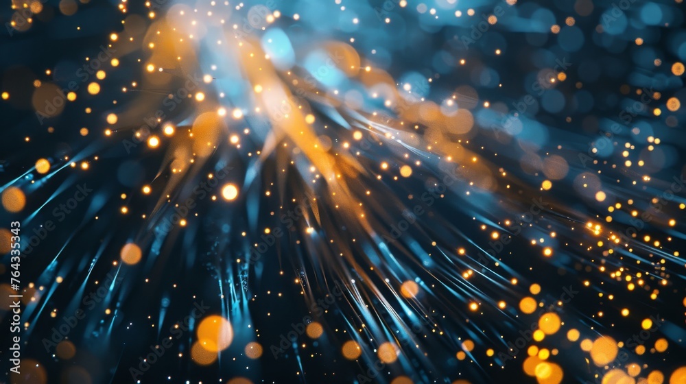 Close-up of fiber optics, showcasing the core technology behind high-speed internet and data communication - obrazy, fototapety, plakaty 