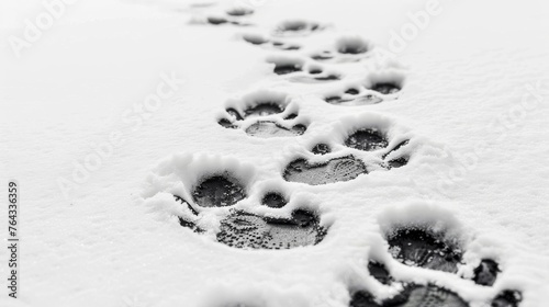 Isolated dog footprints on white, a simple yet expressive representation of animal tracks