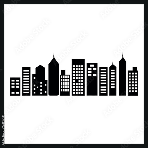 Cityscape Silhouette with Office Buildings
