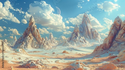 Desert Landscape Sculpted in 3D: Chocolate Mountains Stand Guard Under Daruma's Watchful Gaze