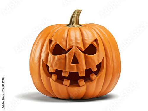 Menacing Carved Pumpkin, Isolated on Transparent Background 
