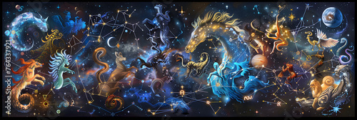 Zodiac Constellations: Celestial Symphony of Astrological Signs photo