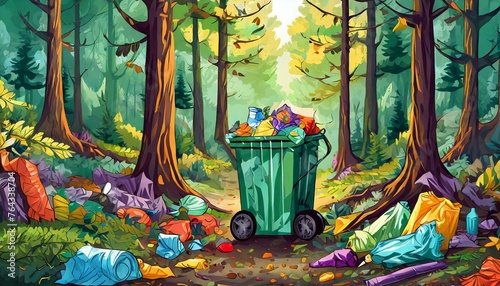 Ilustração de coleta de lixo.  photo