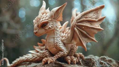 Enchanting 3D Clay Dragon Sculpture Capturing the Essence of Mythical Fantasy Creatures