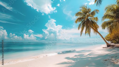 beautiful tropical beach banner. White sand and coco