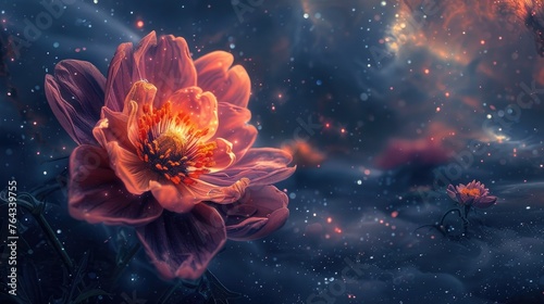 Exotic Flowers Blooming in the Cosmic Expanse,Defying Gravity and Enchanting the Senses