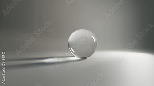 Glass sphere on a gray background, minimalism. Geometric composition.