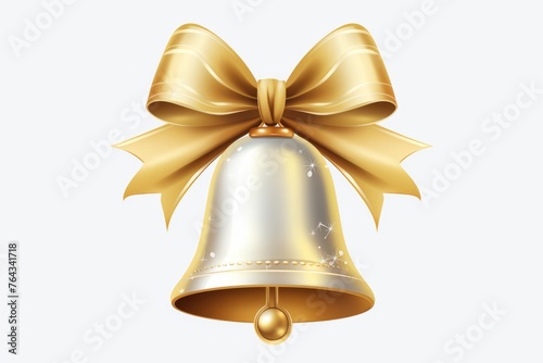Classic Christmas bell clip art in silver and gold