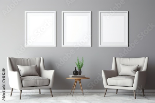 Elegant frame mock-up in a stylish living room © KerXing