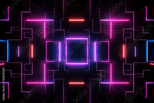 Futuristic neon grid against a black background
