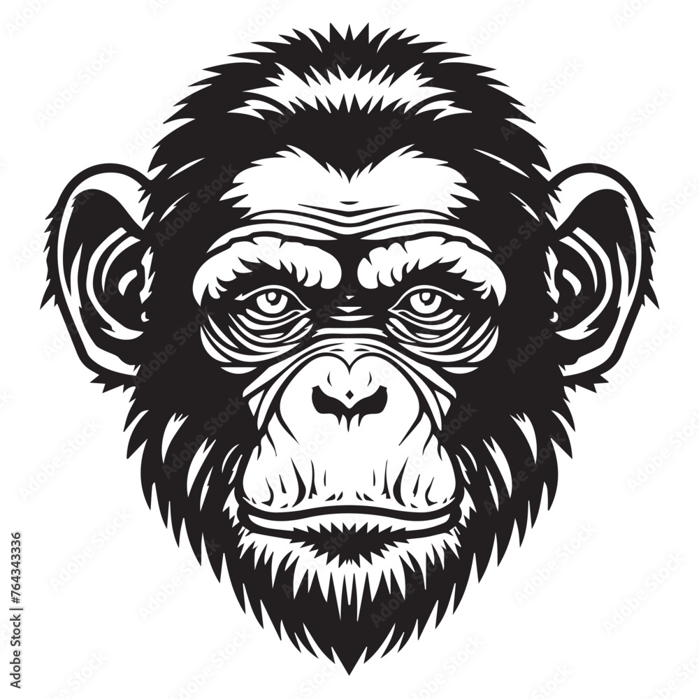 Monkey in cartoon, doodle style . Image for t-shirt, web, mobile apps and ui. Isolated 2d vector illustration in logo, icon, sketch style, Eps 10, black and white. AI Generative