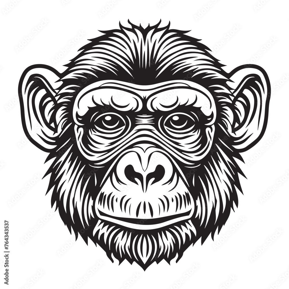 Monkey in cartoon, doodle style . Image for t-shirt, web, mobile apps and ui. Isolated 2d vector illustration in logo, icon, sketch style, Eps 10, black and white. AI Generative