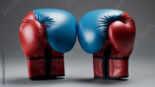A photo of a set of bright red and blue boxing gloves © Magic Stock