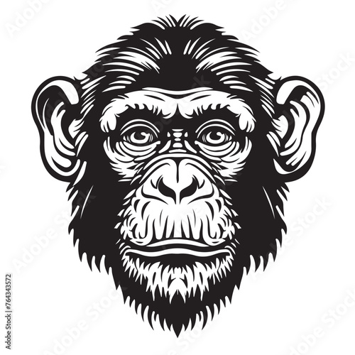 Wallpaper Mural Monkey in cartoon, doodle style . Image for t-shirt, web, mobile apps and ui. Isolated 2d vector illustration in logo, icon, sketch style, Eps 10, black and white. AI Generative Torontodigital.ca