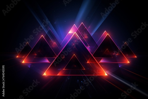 Neon triangles forming a dynamic composition