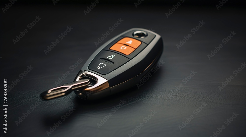 A photo of a sleek and modern rental car key fob. A photo of a sleek and modern rental car key fob.