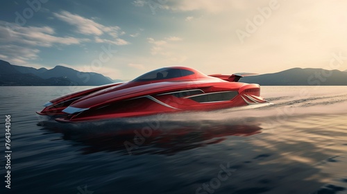 A photo of a sleek racing boat with a cutting-edge design © Magic Stock