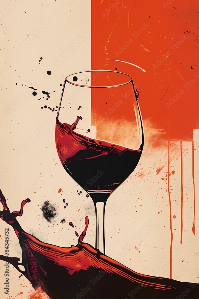 Fototapeta premium a bottle of wine and a glass of wine, an image for a winery, wine plantations vines