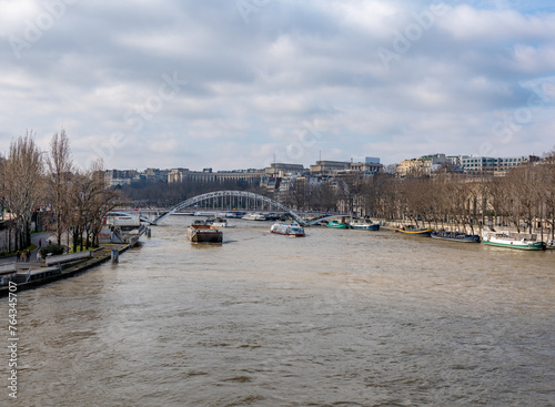 Boats in river Seine, Paris, France