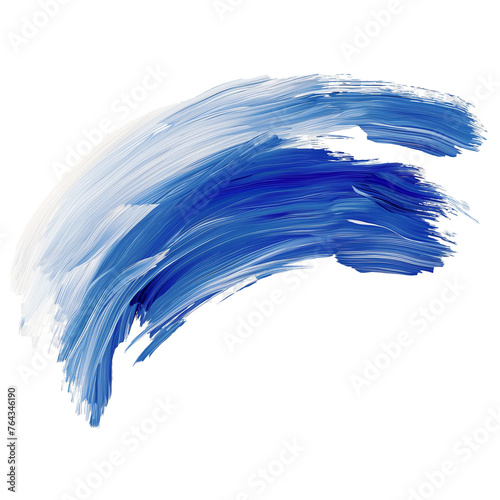 blue and white oil or acrilyc brush stroke isolated  on transparent background photo