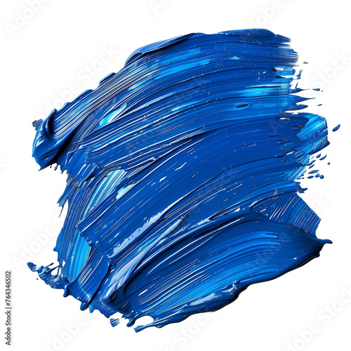 blue oil or acrilyc brush stroke isolated  on transparent background