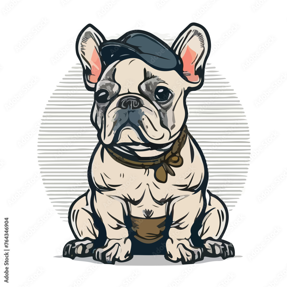 Rench Bulldog in cartoon doodle style. Isolated 2d