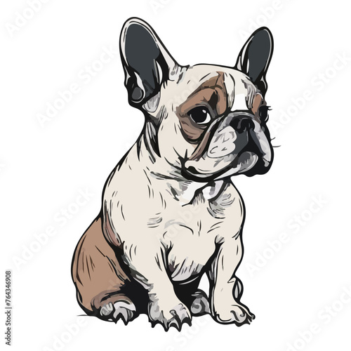 Fototapeta Naklejka Na Ścianę i Meble -  Rench Bulldog in cartoon doodle style. Isolated 2d