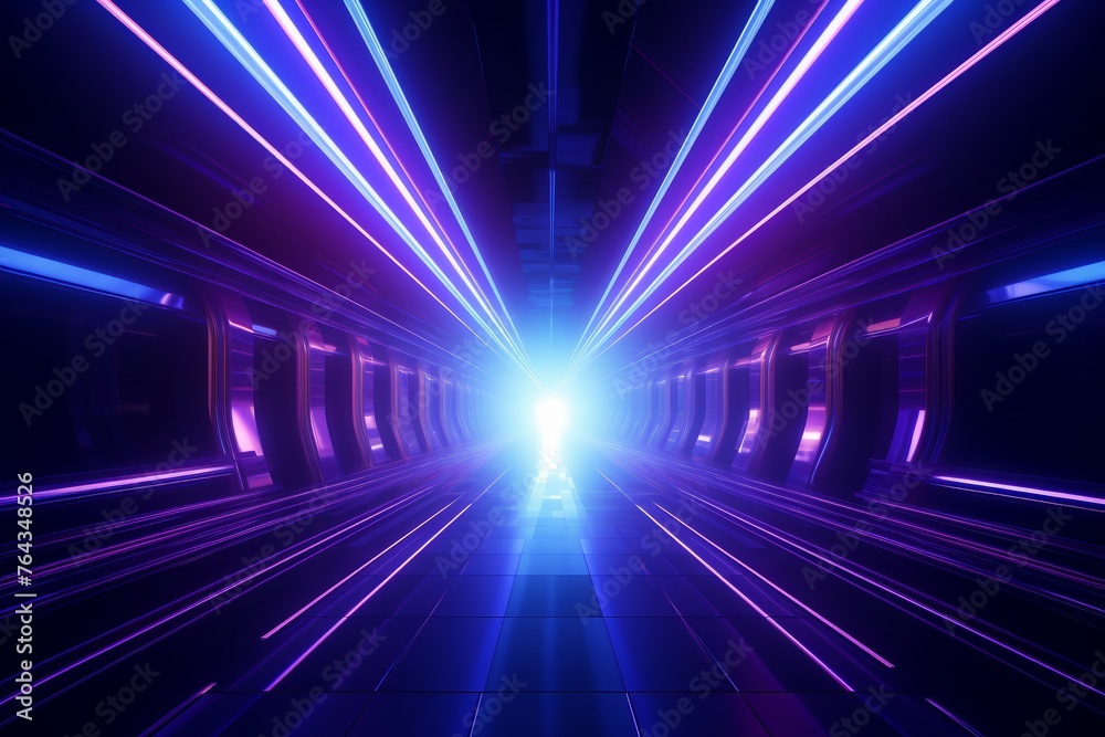 Glowing neon tunnel creating a surreal atmosphere
