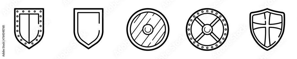 Medieval shield, knight's shields - vector icon, icon set Medieval shield, knight's shields - vector icon, icon set