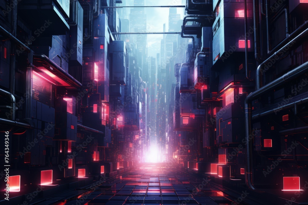 Abstract cyberpunk background creating a captivating digital atmosphere