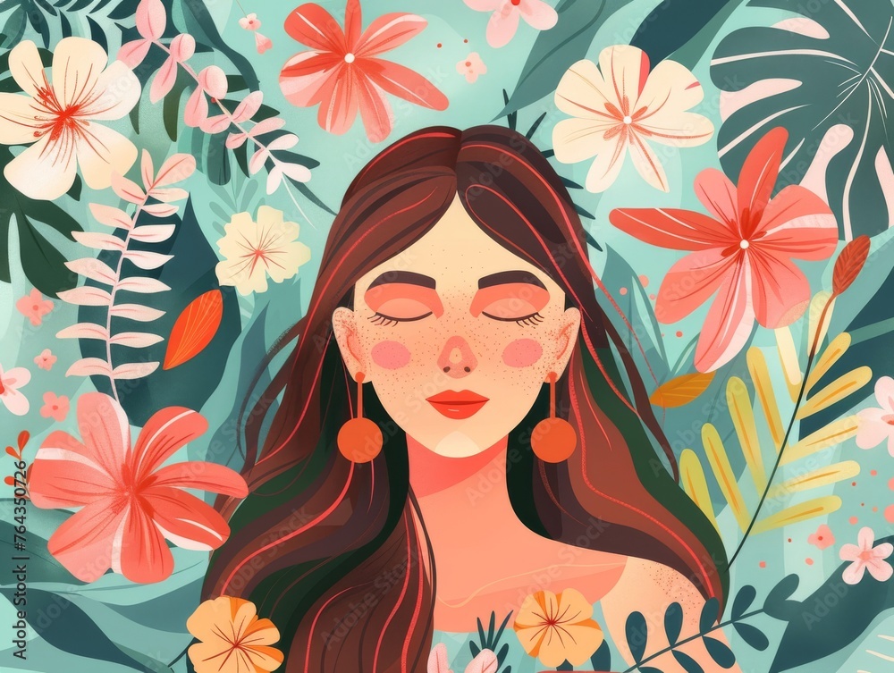Woman with flowers. Concept of mothers day illustration. Woman with flowers. Concept of mothers day illustration.
