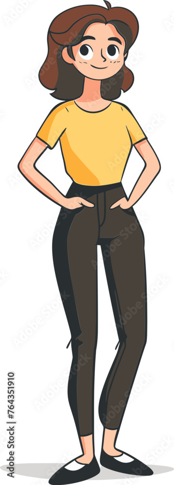 Strong Woman Full Body Vector Portrait